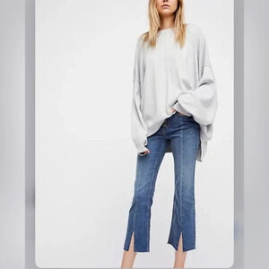 Fee People  Baby Bell Button Fly FlareCrop Frayed  Spilt Hem Jeans boho